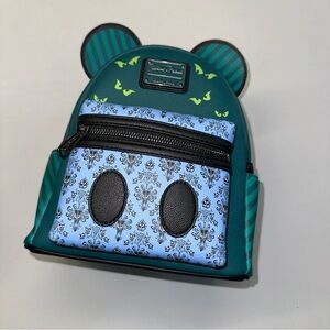 Loungefly Disney’s Haunted Mansion Teal and Light Blue Backpack with Ear Accents